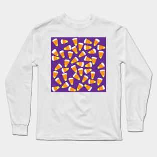 Candy corn on purple for Halloween Long Sleeve T-Shirt